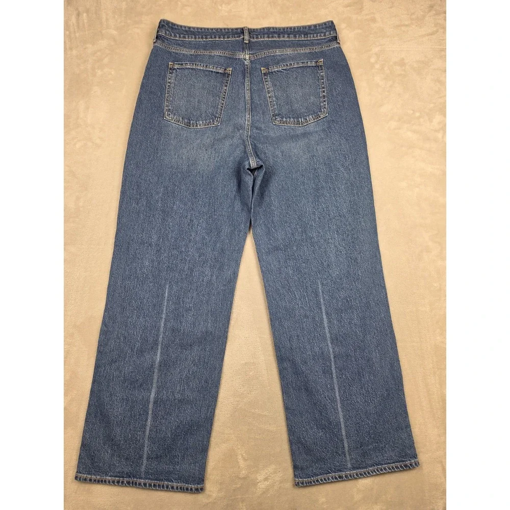 Old Navy Jeans Womens 16 Blue Sky-Hi Wide Leg Extra High Rise Secret-Smooth